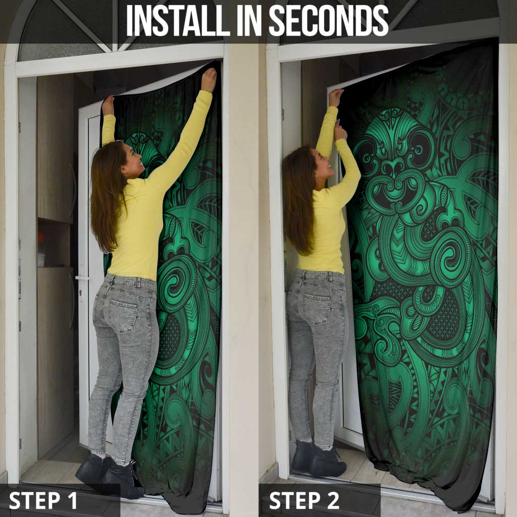 Aotearoa Maori Hei Tiki Door Cover Kakariki Kowhaiwhai Puhoro Motif