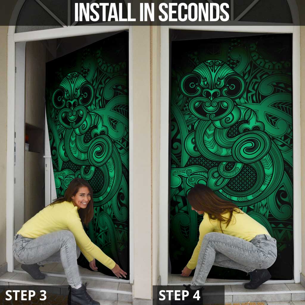 Aotearoa Maori Hei Tiki Door Cover Kakariki Kowhaiwhai Puhoro Motif