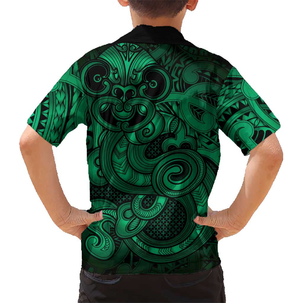 Aotearoa Maori Hei Tiki Family Matching Long Sleeve Bodycon Dress and Hawaiian Shirt Kakariki Kowhaiwhai Puhoro Motif LT9 - Polynesian Pride