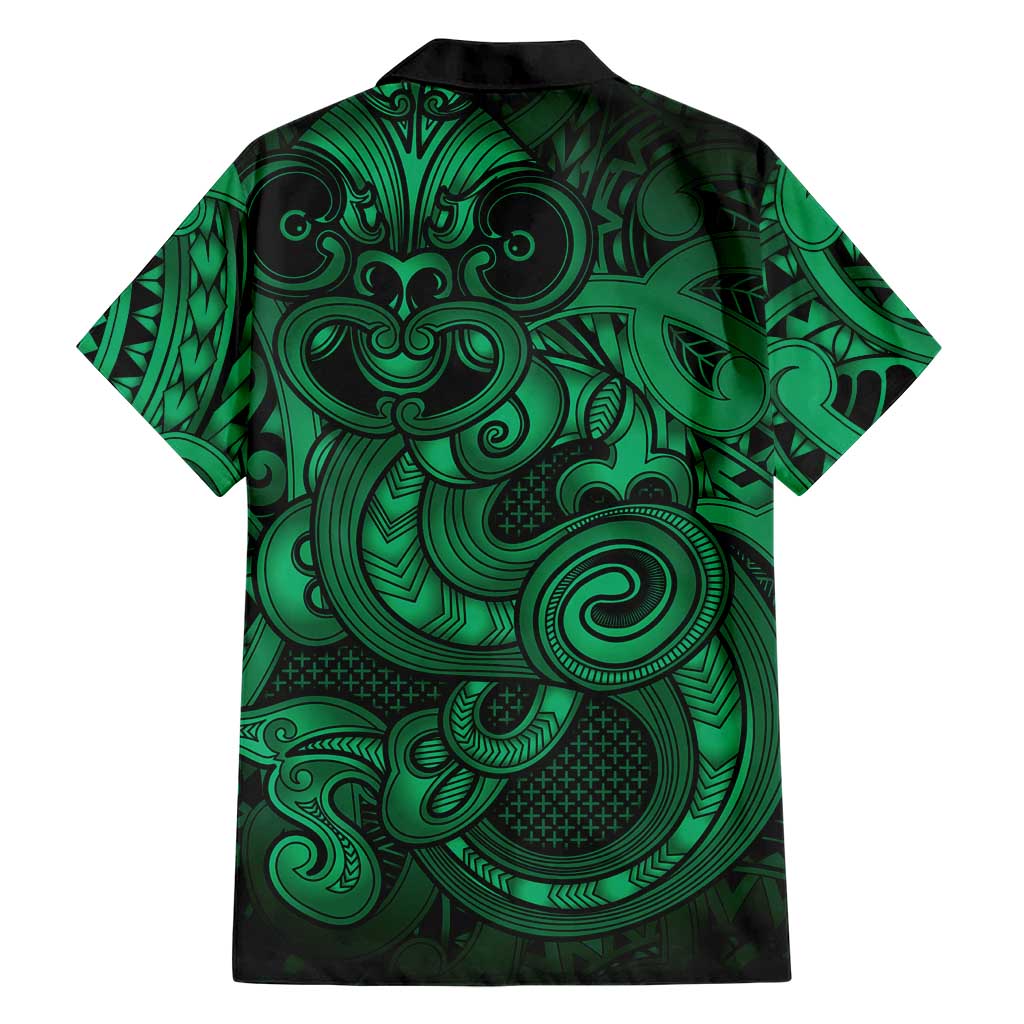 Aotearoa Maori Hei Tiki Family Matching Off Shoulder Short Dress and Hawaiian Shirt Kakariki Kowhaiwhai Puhoro Motif LT9 - Polynesian Pride