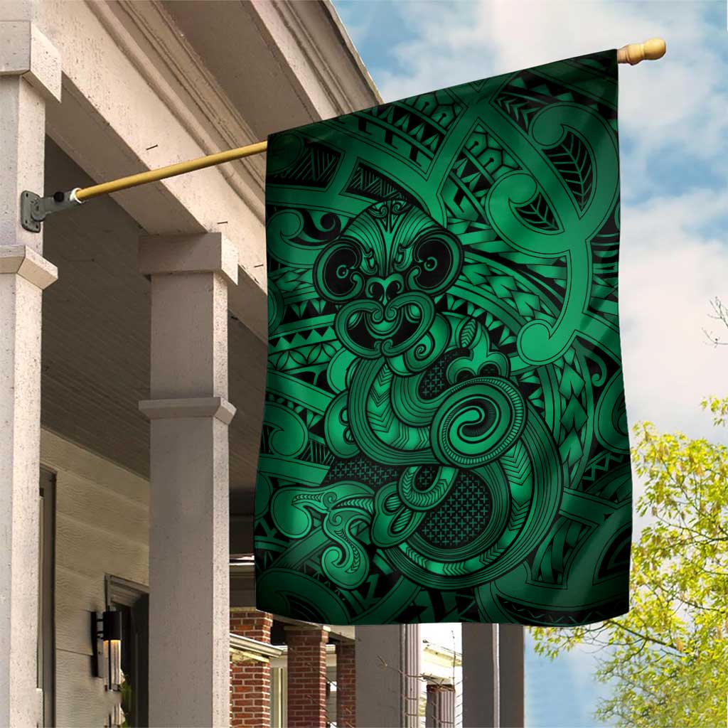 Aotearoa Maori Hei Tiki Garden Flag Kakariki Kowhaiwhai Puhoro Motif LT9 House Flag Green - Polynesian Pride