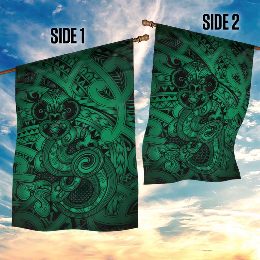 Aotearoa Maori Hei Tiki Garden Flag Kakariki Kowhaiwhai Puhoro Motif LT9 - Polynesian Pride