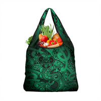 Aotearoa Maori Hei Tiki Grocery Bag Kakariki Kowhaiwhai Puhoro Motif