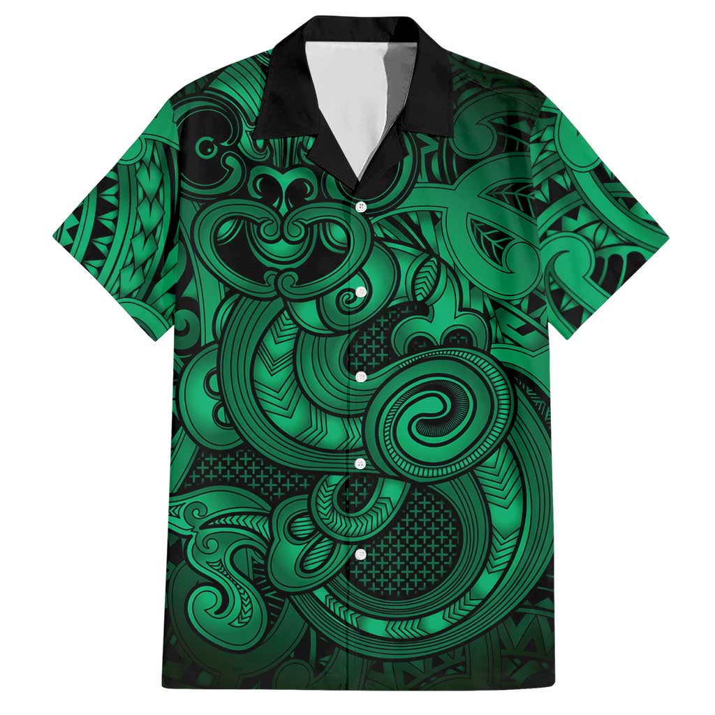 Aotearoa Maori Hei Tiki Hawaiian Shirt Kakariki Kowhaiwhai Puhoro Motif