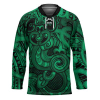 Aotearoa Maori Hei Tiki Hockey Jersey Kakariki Kowhaiwhai Puhoro Motif LT9 Unisex Green - Polynesian Pride