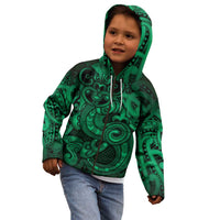 Aotearoa Maori Hei Tiki Kid Hoodie Kakariki Kowhaiwhai Puhoro Motif LT9 - Polynesian Pride