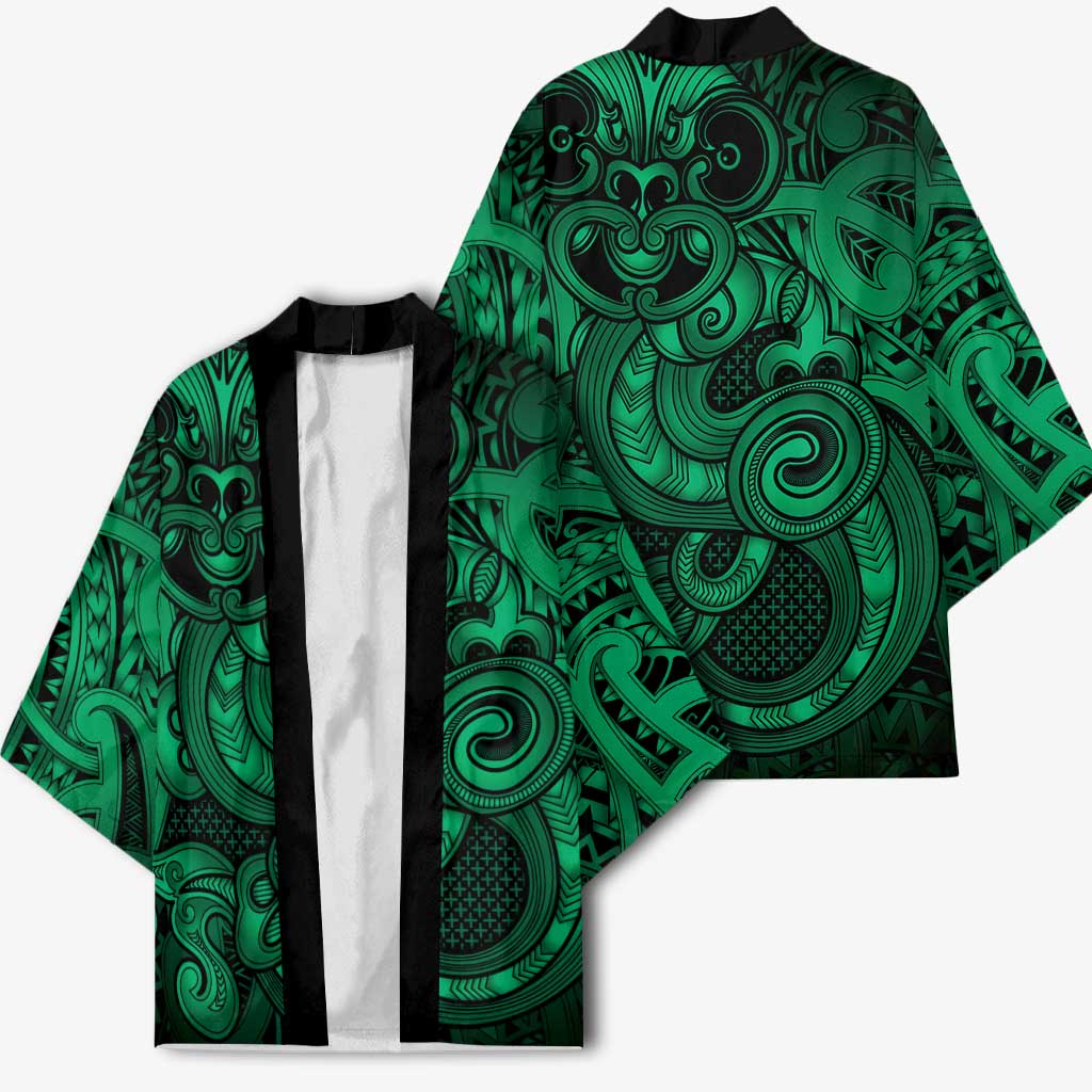 Aotearoa Maori Hei Tiki Kimono Kakariki Kowhaiwhai Puhoro Motif LT9 - Polynesian Pride