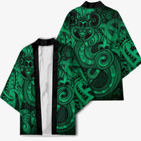 Aotearoa Maori Hei Tiki Kimono Kakariki Kowhaiwhai Puhoro Motif LT9 - Polynesian Pride