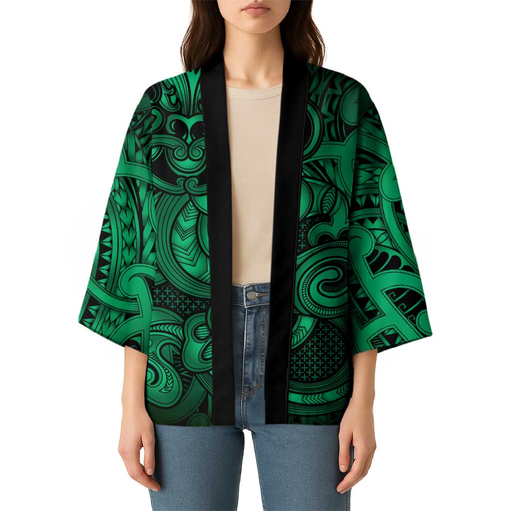 Aotearoa Maori Hei Tiki Kimono Kakariki Kowhaiwhai Puhoro Motif LT9 - Polynesian Pride