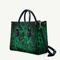 Aotearoa Maori Hei Tiki Leather Bag Kakariki Kowhaiwhai Puhoro Motif LT9 Green - Polynesian Pride