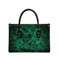 Aotearoa Maori Hei Tiki Leather Bag Kakariki Kowhaiwhai Puhoro Motif LT9 - Polynesian Pride