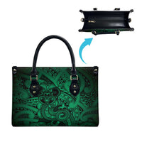 Aotearoa Maori Hei Tiki Leather Bag Kakariki Kowhaiwhai Puhoro Motif LT9 - Polynesian Pride