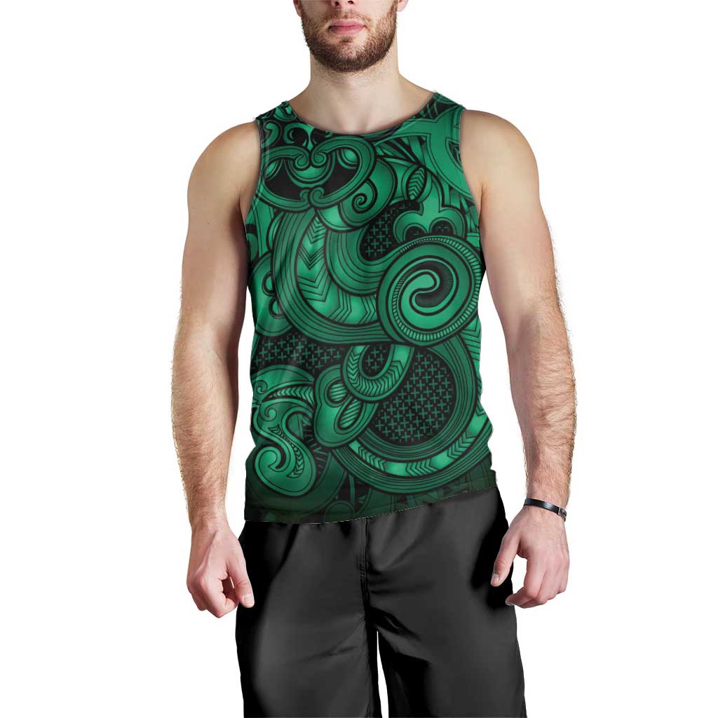 Aotearoa Maori Hei Tiki Men Tank Top Kakariki Kowhaiwhai Puhoro Motif LT9 - Polynesian Pride