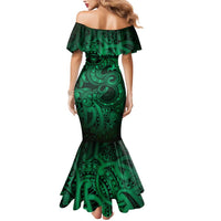 Aotearoa Maori Hei Tiki Mermaid Dress Kakariki Kowhaiwhai Puhoro Motif