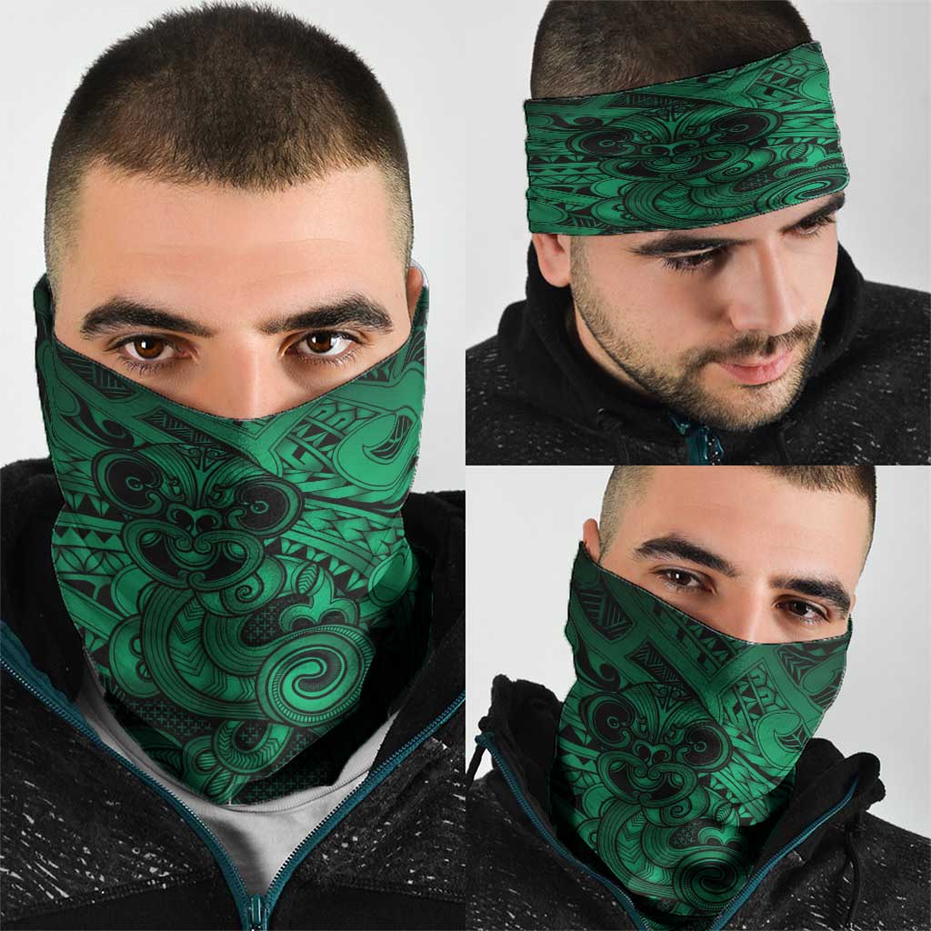 Aotearoa Maori Hei Tiki Neck Gaiter Kakariki Kowhaiwhai Puhoro Motif LT9 - Polynesian Pride