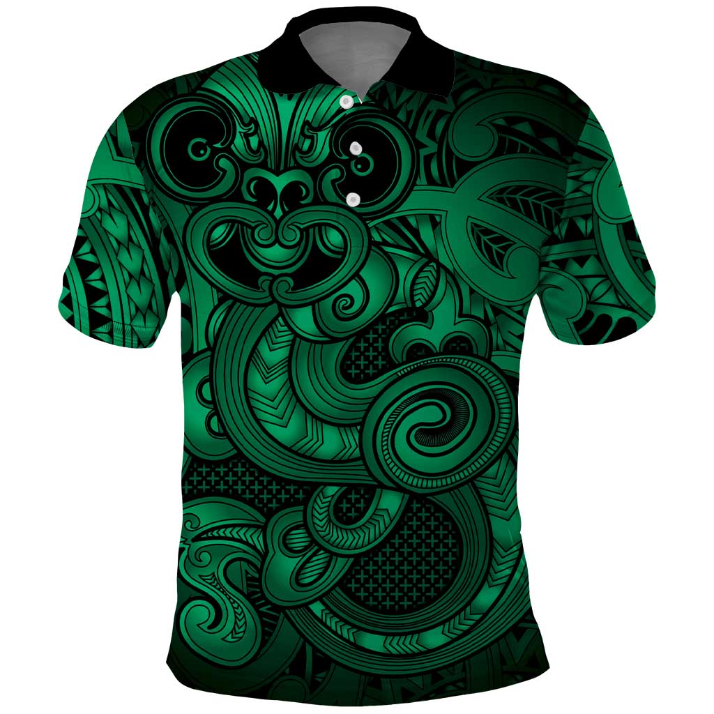 Aotearoa Maori Hei Tiki Polo Shirt Kakariki Kowhaiwhai Puhoro Motif