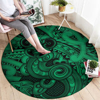 Aotearoa Maori Hei Tiki Round Carpet Kakariki Kowhaiwhai Puhoro Motif LT9 - Polynesian Pride