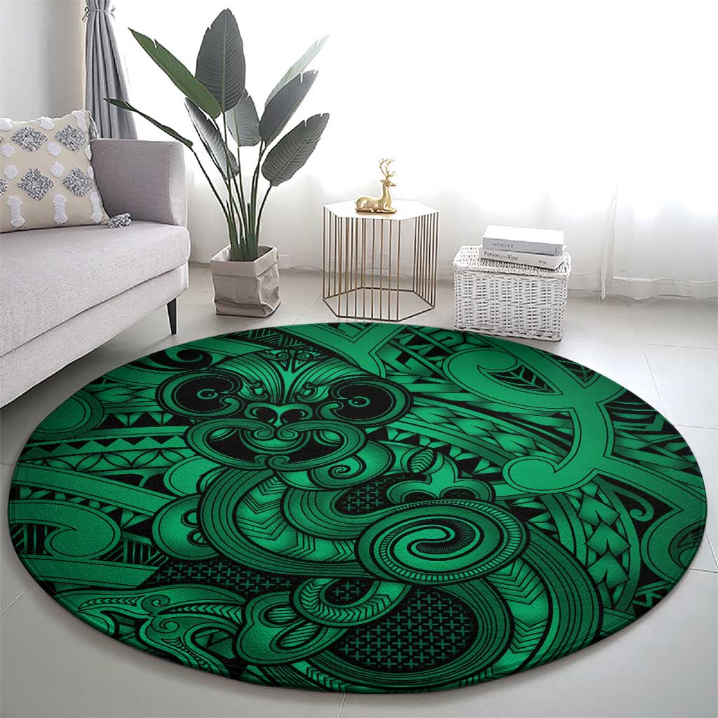 Aotearoa Maori Hei Tiki Round Carpet Kakariki Kowhaiwhai Puhoro Motif LT9 - Polynesian Pride