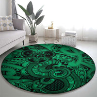 Aotearoa Maori Hei Tiki Round Carpet Kakariki Kowhaiwhai Puhoro Motif LT9 - Polynesian Pride