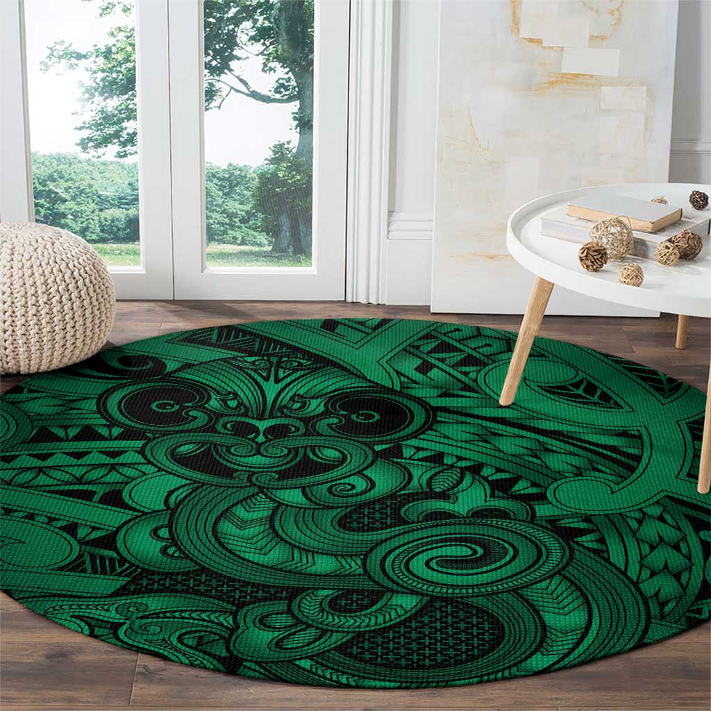 Aotearoa Maori Hei Tiki Round Carpet Kakariki Kowhaiwhai Puhoro Motif LT9 - Polynesian Pride