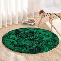 Aotearoa Maori Hei Tiki Round Carpet Kakariki Kowhaiwhai Puhoro Motif LT9 - Polynesian Pride