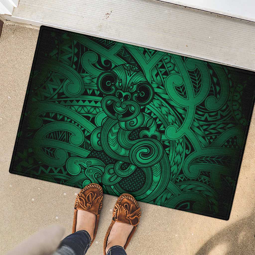 Aotearoa Maori Hei Tiki Rubber Doormat Kakariki Kowhaiwhai Puhoro Motif LT9 - Polynesian Pride