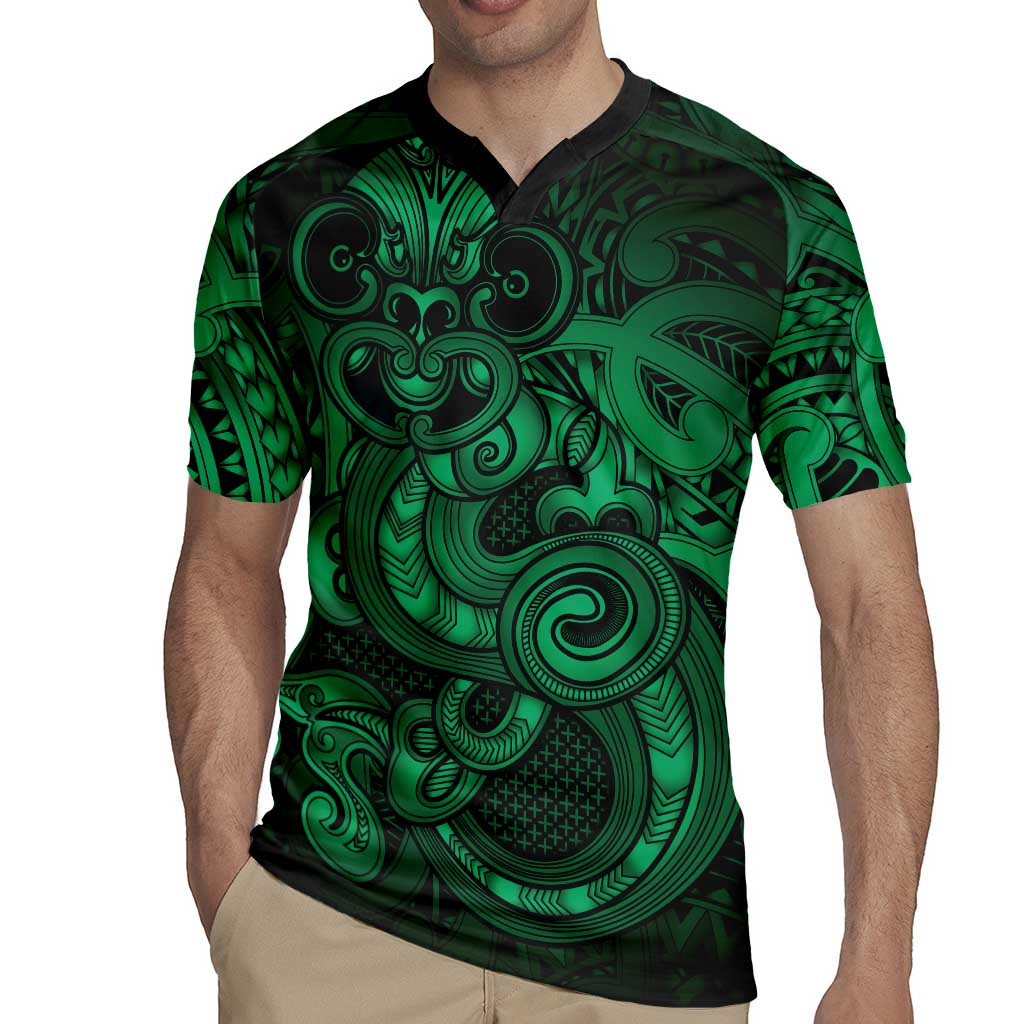 Aotearoa Maori Hei Tiki Rugby Jersey Kakariki Kowhaiwhai Puhoro Motif LT9 - Polynesian Pride