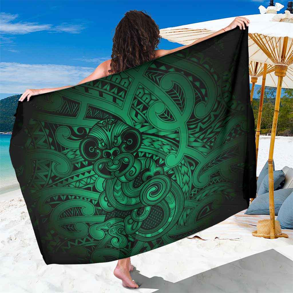 Aotearoa Maori Hei Tiki Sarong Kakariki Kowhaiwhai Puhoro Motif LT9 One Size 44 x 66 inches Green - Polynesian Pride