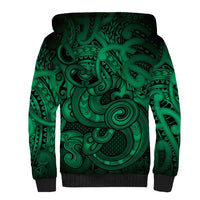 Aotearoa Maori Hei Tiki Sherpa Hoodie Kakariki Kowhaiwhai Puhoro Motif