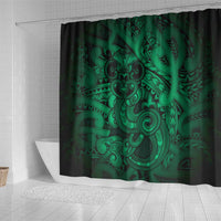 Aotearoa Maori Hei Tiki Shower Curtain Kakariki Kowhaiwhai Puhoro Motif LT9 - Polynesian Pride