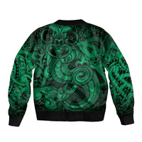 Aotearoa Maori Hei Tiki Sleeve Zip Bomber Jacket Kakariki Kowhaiwhai Puhoro Motif LT9 - Polynesian Pride