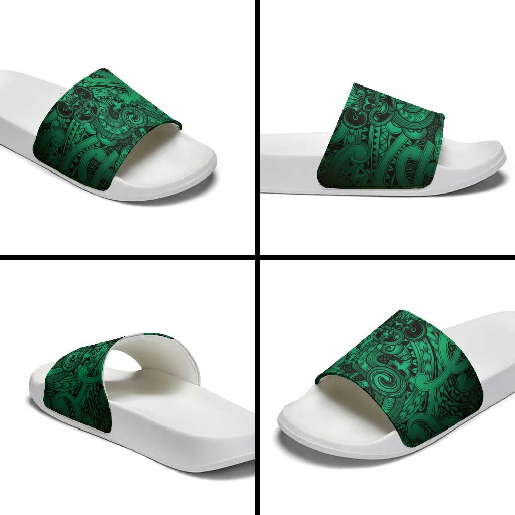 Aotearoa Maori Hei Tiki Slide Sandals Kakariki Kowhaiwhai Puhoro Motif LT9 - Polynesian Pride