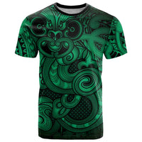 Aotearoa Maori Hei Tiki T Shirt Kakariki Kowhaiwhai Puhoro Motif LT9 Green - Polynesian Pride