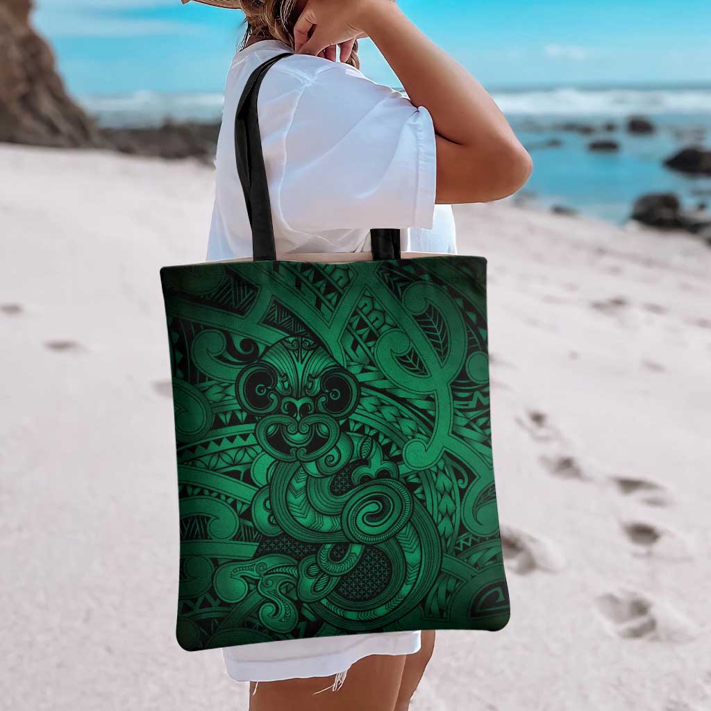 Aotearoa Maori Hei Tiki Tote Bag Kakariki Kowhaiwhai Puhoro Motif