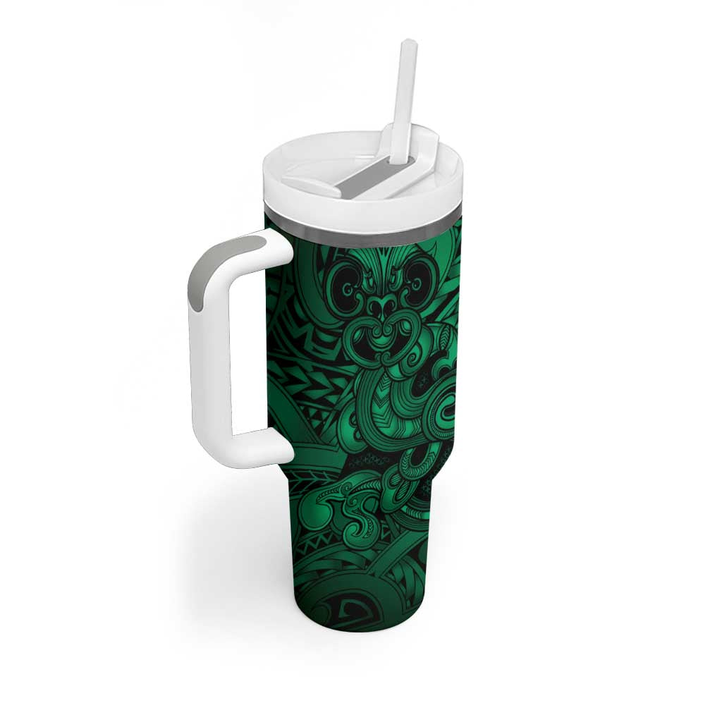 Aotearoa Maori Hei Tiki Tumbler With Handle Kakariki Kowhaiwhai Puhoro Motif LT9 - Polynesian Pride