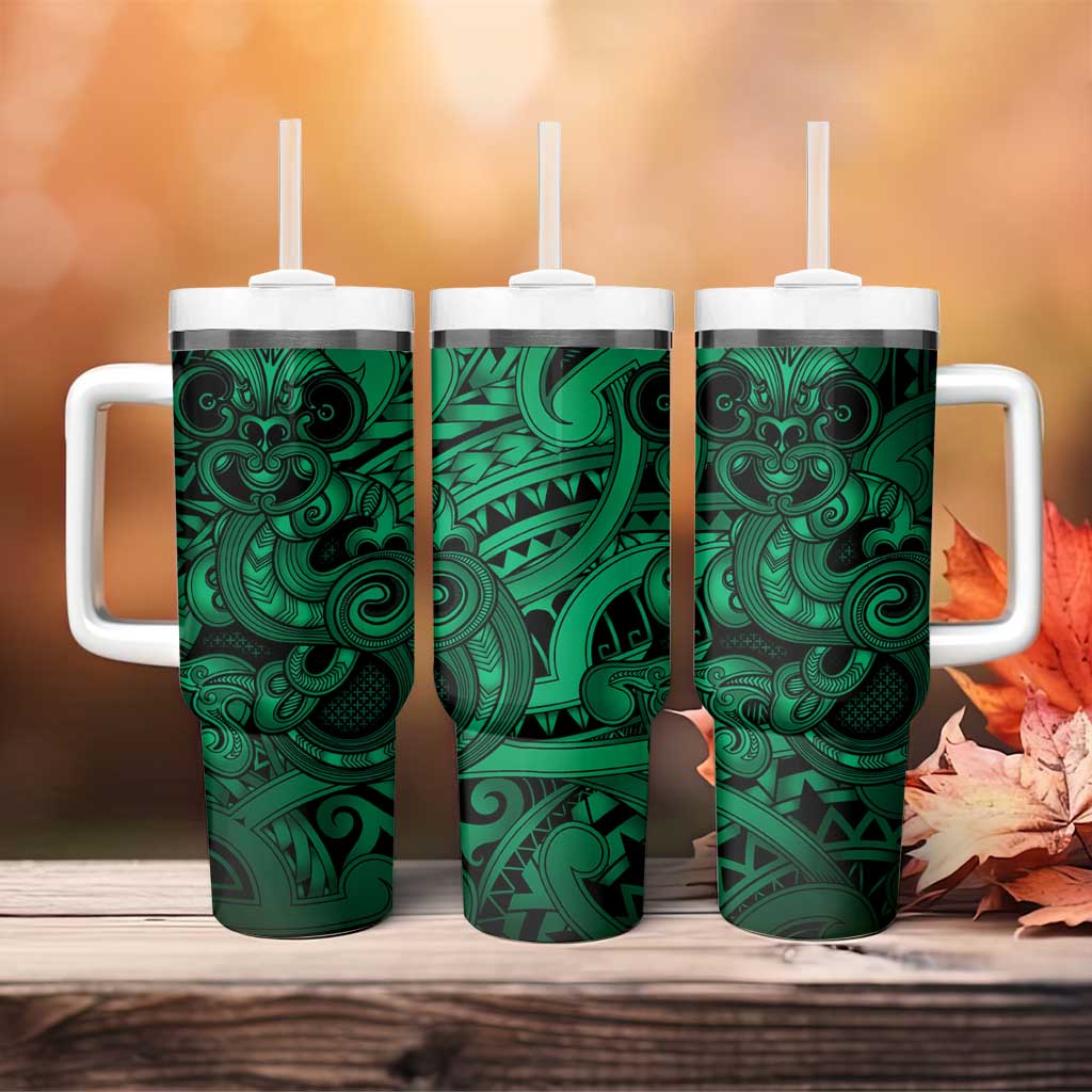 Aotearoa Maori Hei Tiki Tumbler With Handle Kakariki Kowhaiwhai Puhoro Motif LT9 - Polynesian Pride