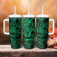 Aotearoa Maori Hei Tiki Tumbler With Handle Kakariki Kowhaiwhai Puhoro Motif LT9 - Polynesian Pride