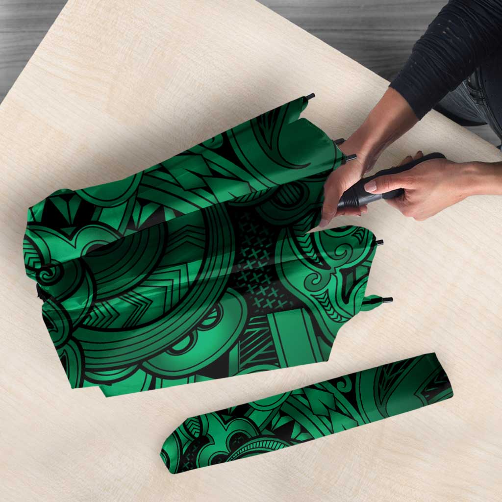 Aotearoa Maori Hei Tiki Umbrella Kakariki Kowhaiwhai Puhoro Motif LT9 - Polynesian Pride