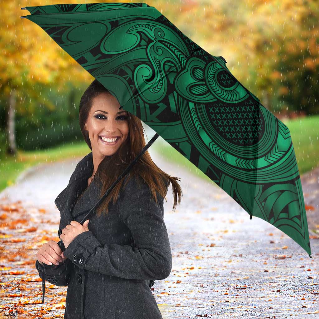 Aotearoa Maori Hei Tiki Umbrella Kakariki Kowhaiwhai Puhoro Motif LT9 - Polynesian Pride