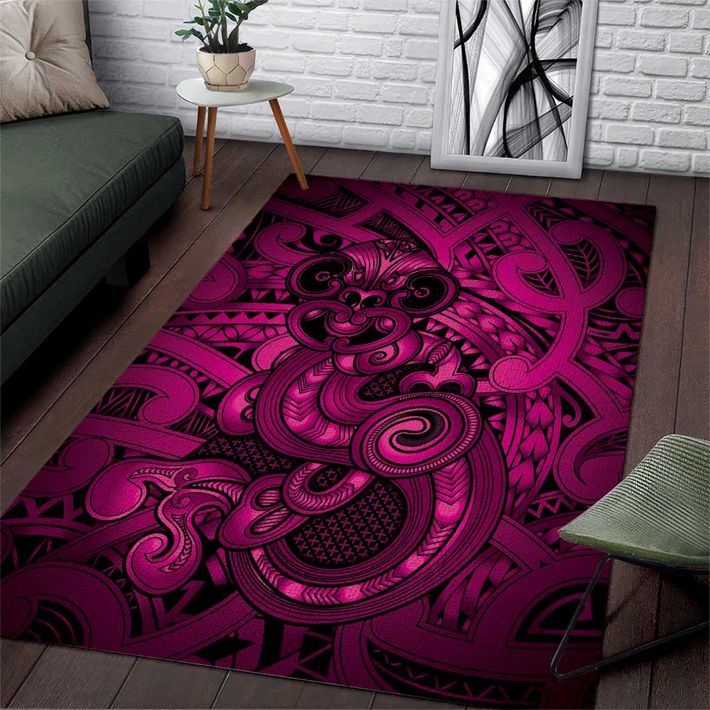 Aotearoa Maori Hei Tiki Area Rug Mawhero Kowhaiwhai Puhoro Motif LT9 Pink - Polynesian Pride