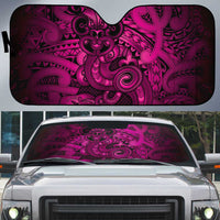 Aotearoa Maori Hei Tiki Auto Sun Shade Mawhero Kowhaiwhai Puhoro Motif LT9 Pink - Polynesian Pride
