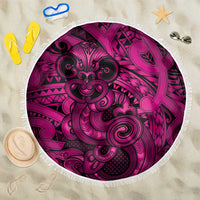 Aotearoa Maori Hei Tiki Beach Blanket Mawhero Kowhaiwhai Puhoro Motif LT9 One Size 150cm Pink - Polynesian Pride