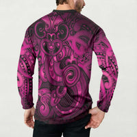 Aotearoa Maori Hei Tiki Button Sweatshirt Mawhero Kowhaiwhai Puhoro Motif
