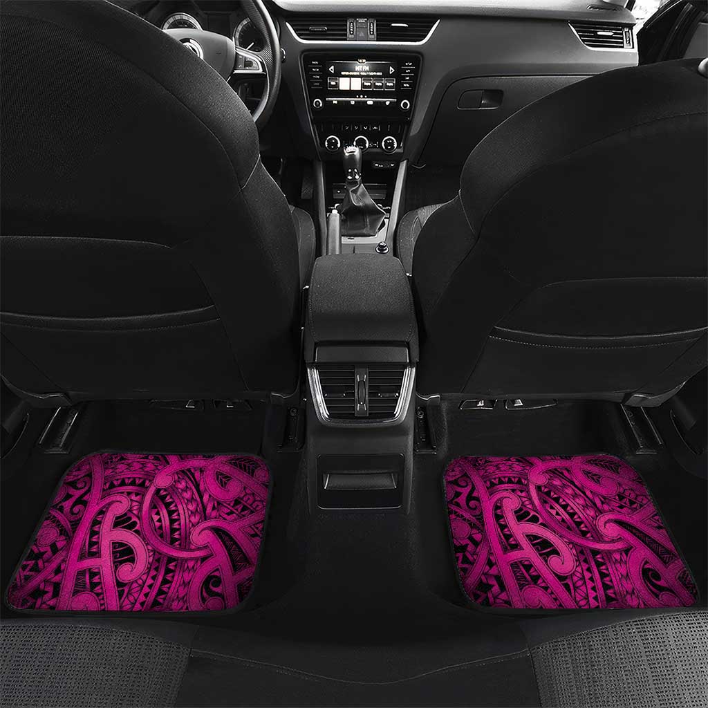 Aotearoa Maori Hei Tiki Car Mats Mawhero Kowhaiwhai Puhoro Motif LT9 Set 2pcs - Back Pink - Polynesian Pride