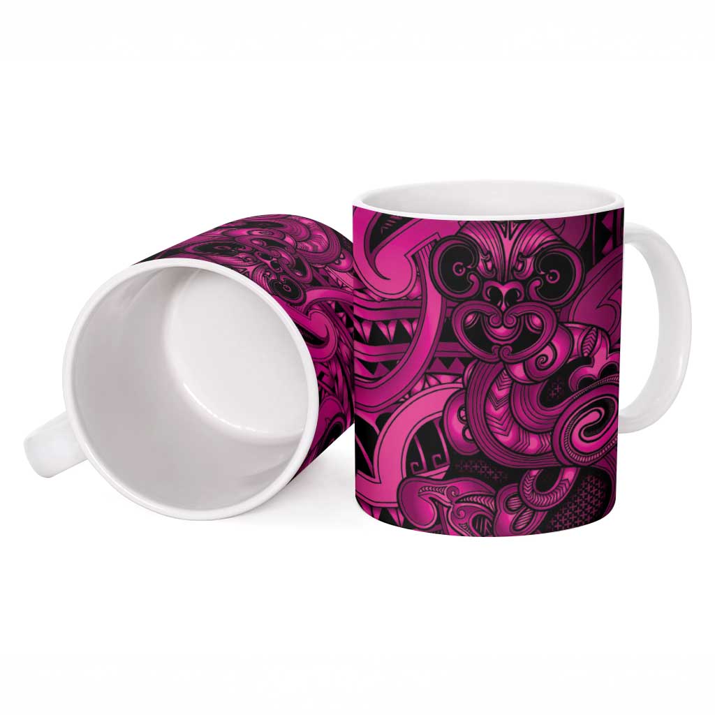Aotearoa Maori Hei Tiki Ceramic Mug Mawhero Kowhaiwhai Puhoro Motif
