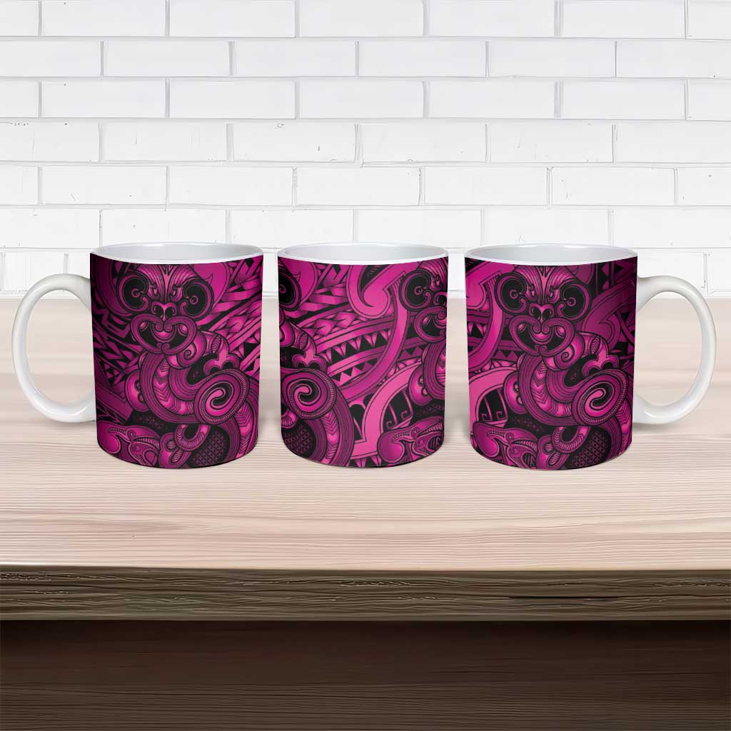 Aotearoa Maori Hei Tiki Ceramic Mug Mawhero Kowhaiwhai Puhoro Motif