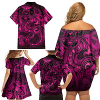 Aotearoa Maori Hei Tiki Family Matching Off Shoulder Short Dress and Hawaiian Shirt Mawhero Kowhaiwhai Puhoro Motif LT9 - Polynesian Pride
