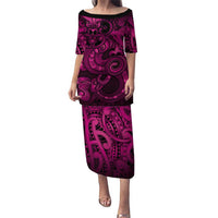 Aotearoa Maori Hei Tiki Family Matching Puletasi and Hawaiian Shirt Mawhero Kowhaiwhai Puhoro Motif LT9 Mom's Dress Pink - Polynesian Pride
