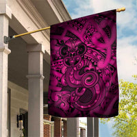 Aotearoa Maori Hei Tiki Garden Flag Mawhero Kowhaiwhai Puhoro Motif LT9 House Flag Pink - Polynesian Pride