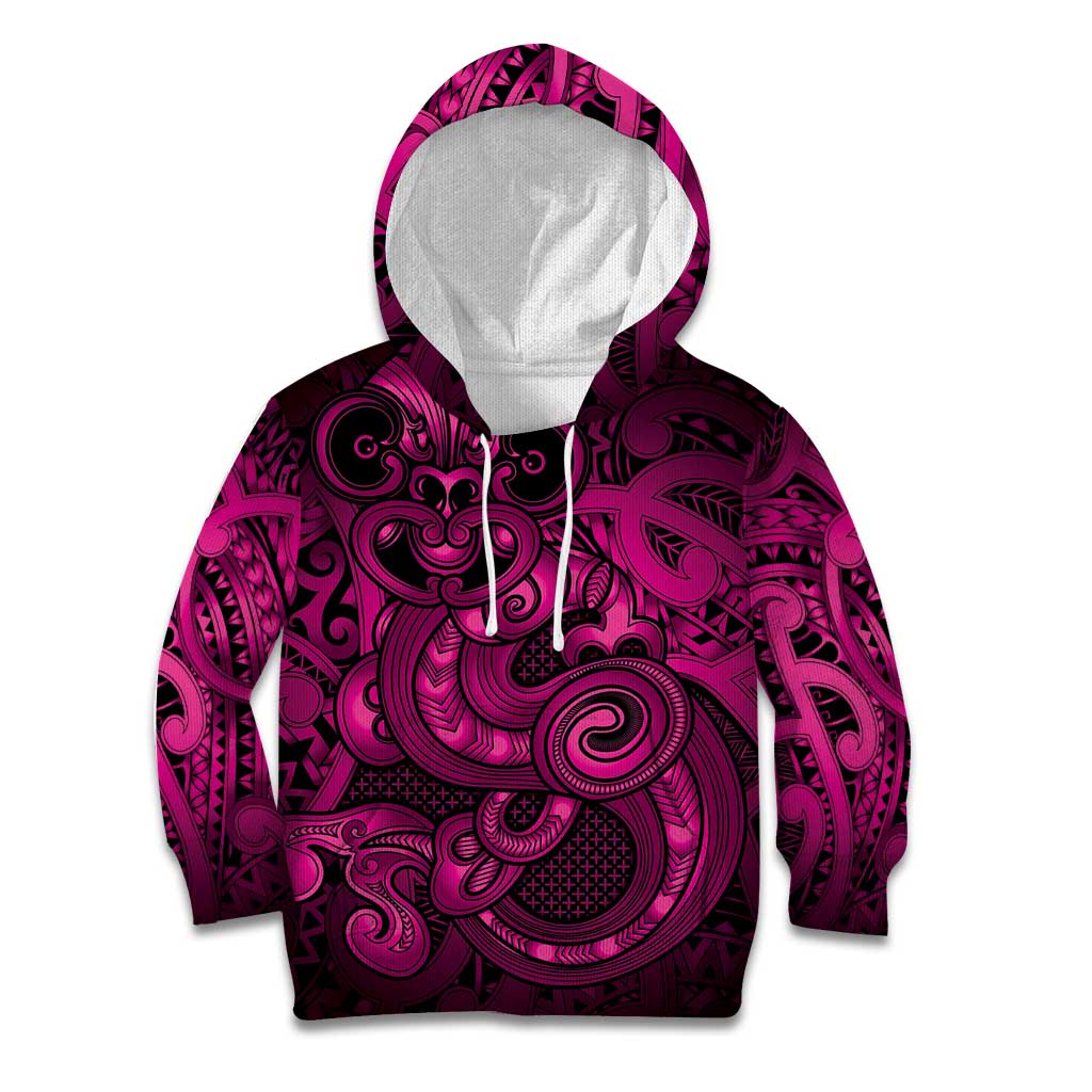 Aotearoa Maori Hei Tiki Kid Hoodie Mawhero Kowhaiwhai Puhoro Motif
